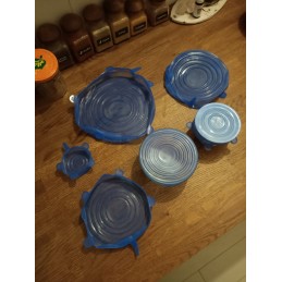 Universalūs silikoniniai dangteliai maistui, mėlyni, 6 vnt.