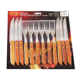 Plieninių kepsninių stalo įrankių rinkinys 12 vnt