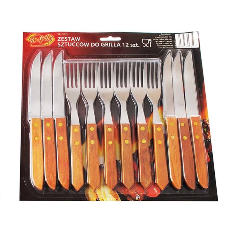 Plieninių kepsninių stalo įrankių rinkinys 12 vnt