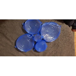 Universalūs silikoniniai dangteliai maistui, mėlyni, 6 vnt.