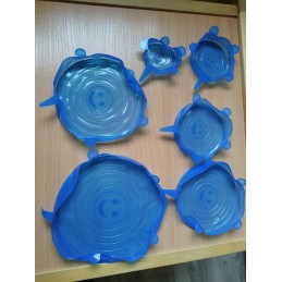 Universalūs silikoniniai dangteliai maistui, mėlyni, 6 vnt.