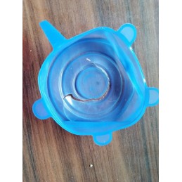 Universalūs silikoniniai dangteliai maistui, mėlyni, 6 vnt.