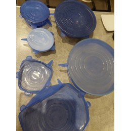 Universalūs silikoniniai dangteliai maistui, mėlyni, 6 vnt.