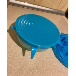 Universalūs silikoniniai dangteliai maistui, mėlyni, 6 vnt.