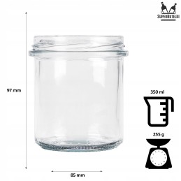 Stiklinis indas 350 ml su metaliniu dangteliu, skersmuo 82 mm