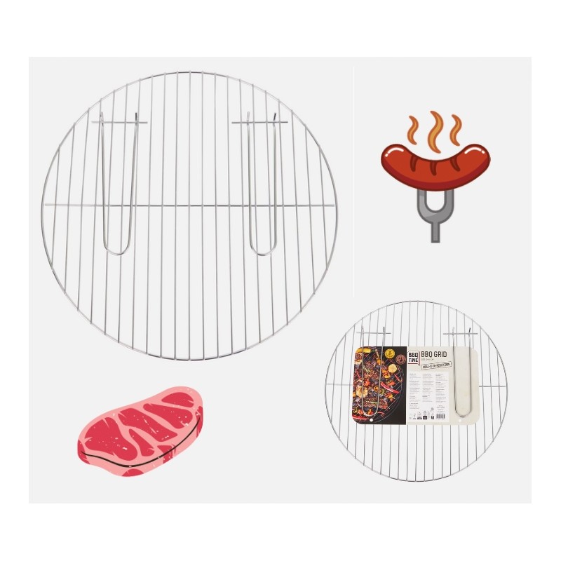 Chromuotos apvalios nerūdijančio plieno grotelės su dviem rankenomis