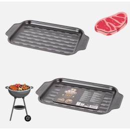 Daugkartinio naudojimo nepridegantis nerūdijančio plieno grilio padėklas 34 x 24 cm