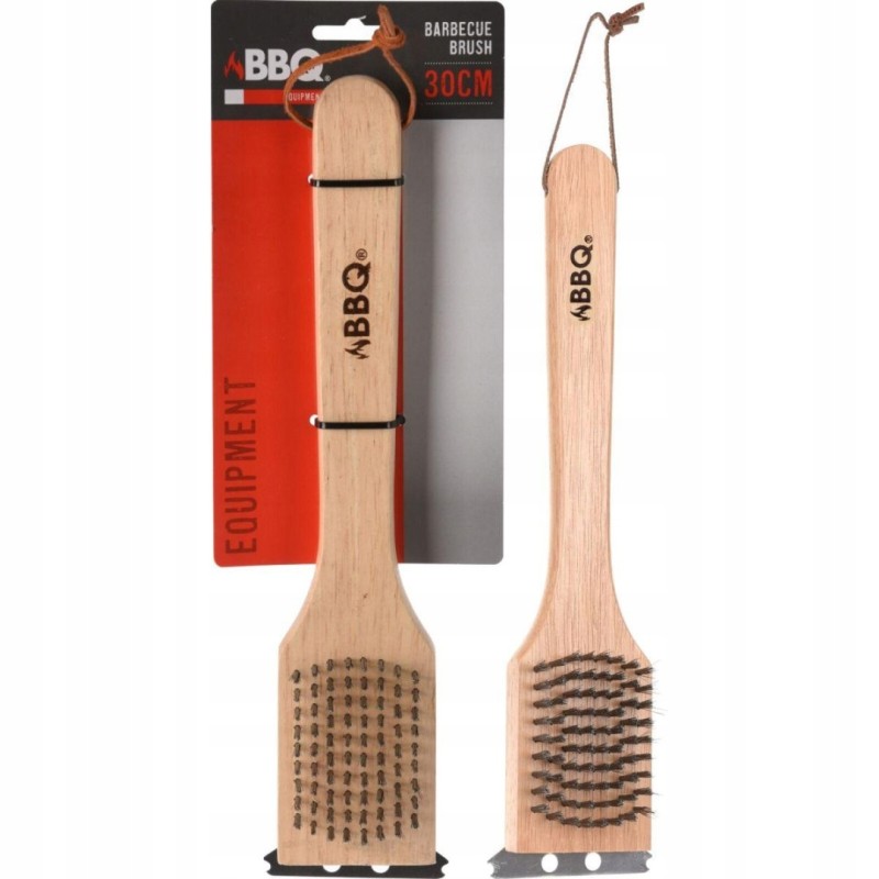 2in1 grotelių valymo šepetys su medine rankena