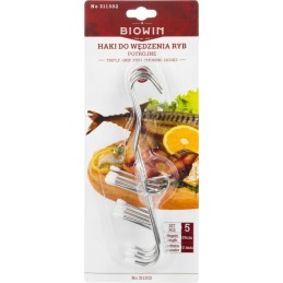 Trigubi žuvies rūkymo kabliukai, 5 vnt., biowin 311302