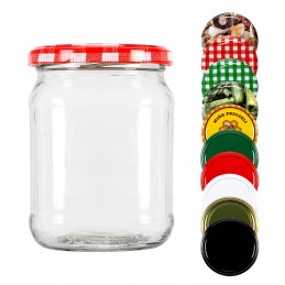 Stiklinis indas 520 ml su užsukamu dangteliu 82 mm (6 kabliukai)