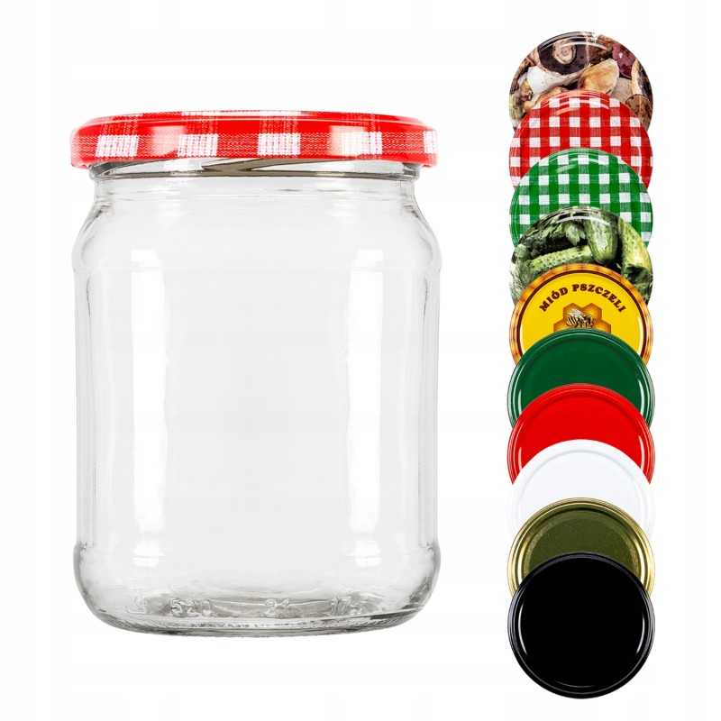 Stiklinis indas 520 ml su užsukamu dangteliu 82 mm (6 kabliukai)