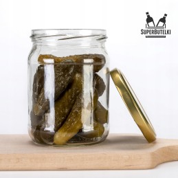 Stiklinis indas 520 ml su užsukamu dangteliu 82 mm (6 kabliukai)