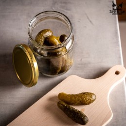 Stiklinis indas 520 ml su užsukamu dangteliu 82 mm (6 kabliukai)