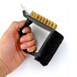 Grilio valymo šepetys, grotelės, grandiklis, viela, kempinė, trys viename