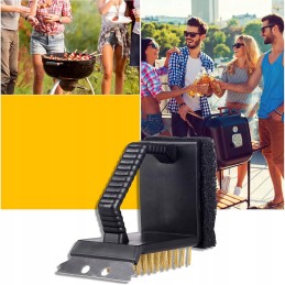 Grilio valymo šepetys, grotelės, grandiklis, viela, kempinė, trys viename