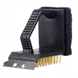 Grilio valymo šepetys, grotelės, grandiklis, viela, kempinė, trys viename