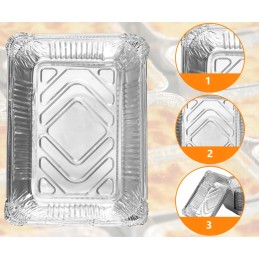 Grilio padėklas, aliuminio indas, stačiakampė maitinimo lėkštė, 21 x 15 cm