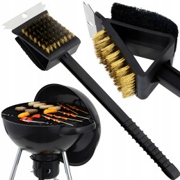 Grandiklio šepetys su grandikliu grilio grotelėms valyti, valiklis 3 viename