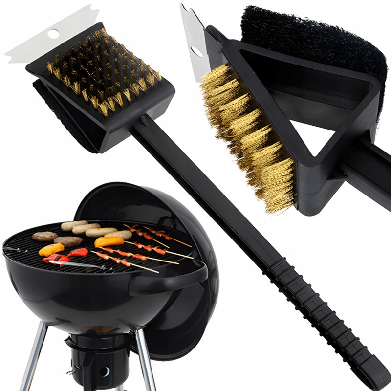 Grandiklio šepetys su grandikliu grilio grotelėms valyti, valiklis 3 viename