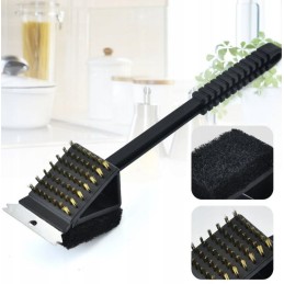 Grandiklio šepetys su grandikliu grilio grotelėms valyti, valiklis 3 viename