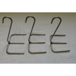 Trigubi kabliukai vištienos šoninei, ilgi 14cm, storis 5mm