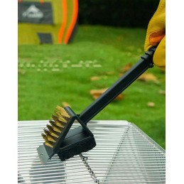 Grandiklio šepetys su grandikliu grilio grotelėms valyti, valiklis 3 viename