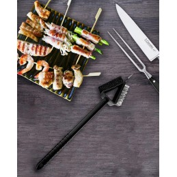 Grandiklio šepetys su grandikliu grilio grotelėms valyti, valiklis 3 viename