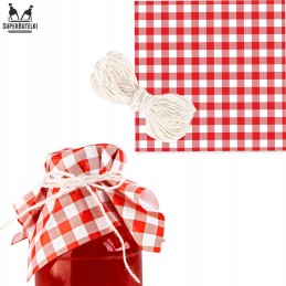 50x raudonų languotų stiklainių dangteliai