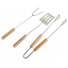 Grilio reikmenys, stalo įrankių rinkinys, plieniniai kepsninės indai, 3 vnt