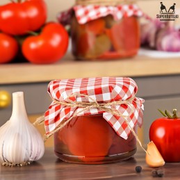 50x stiklainių kamšteliai, raudonos popierinės servetėlės