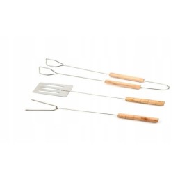 Grilio rinkinys, 3 dalys, mentelė, žnyplės, iešmas, grilis, mediena, plienas