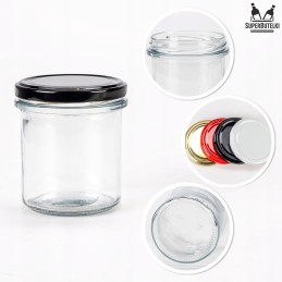 Stiklinis indas 350 ml su metaliniu dangteliu, skersmuo 82 mm