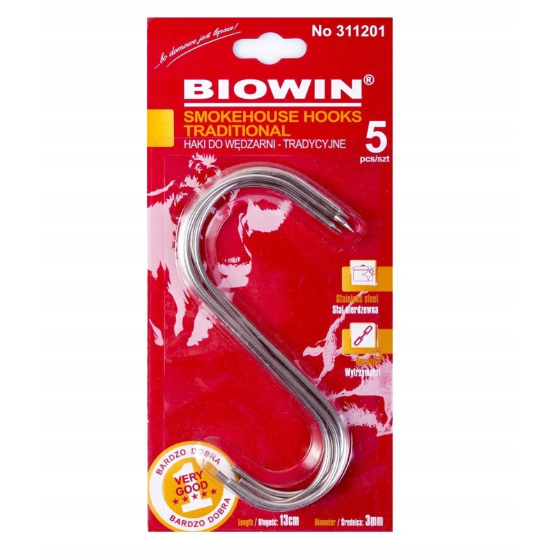 Rūkyklos kabliukai mėsai rūkyti, 5 vnt