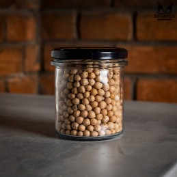 Stiklinis indas 350 ml su metaliniu dangteliu, skersmuo 82 mm