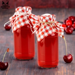 Rinkinyje 50 raudonų kamštelių stiklainiams + virvelė