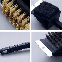 Grandiklio šepetys su grandikliu grilio grotelėms valyti, valiklis 3 viename