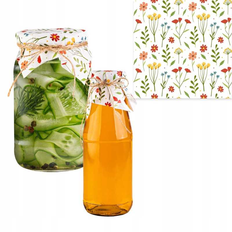 Kamšteliai stiklainiams, gėlių motyvas, 50 vnt