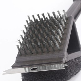 Trys viename grilio valymo šepetys ir grandiklis