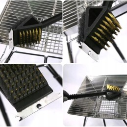 Trys viename grilio valymo šepetys ir grandiklis