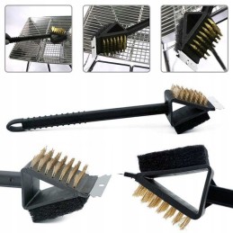 Trys viename grilio valymo šepetys ir grandiklis