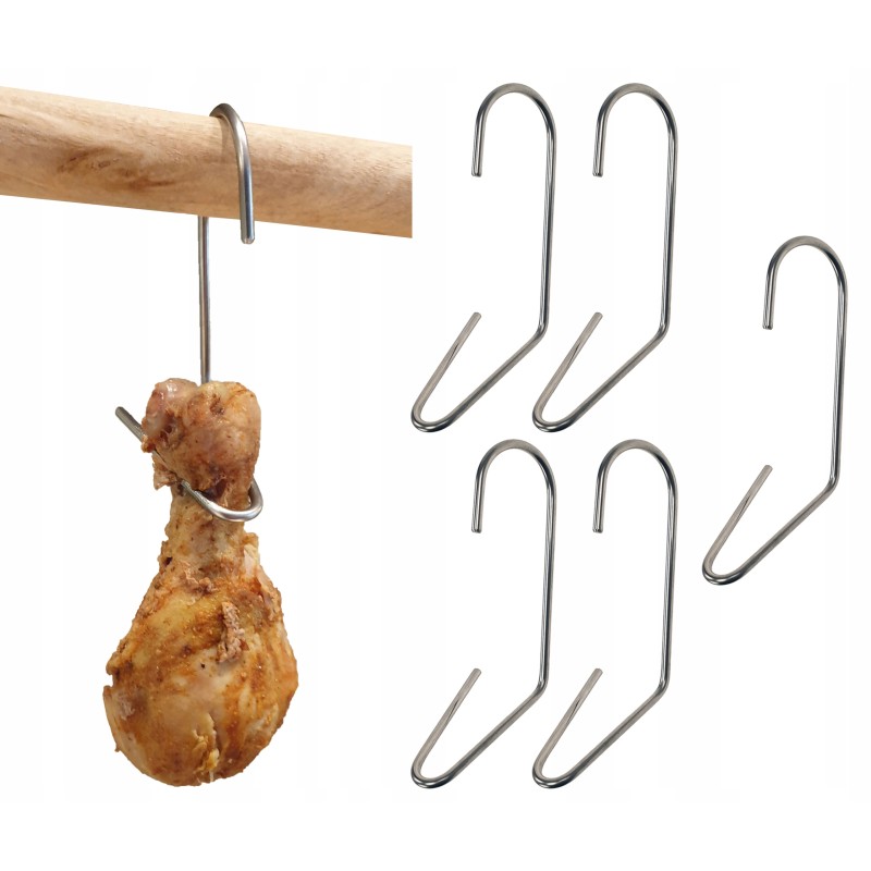 H-311 kabliukai vištienos kojoms rūkyti, 5 vnt., inox