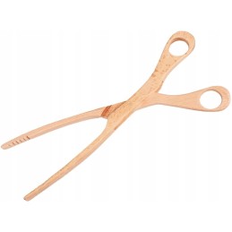 Medinės žirklinės kepsninės žnyplės, 30 cm