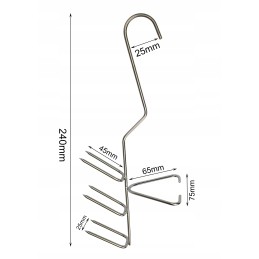 H-326-d kabliukas 24cm stambiai žuviai rūkyti, 6 peiliukai