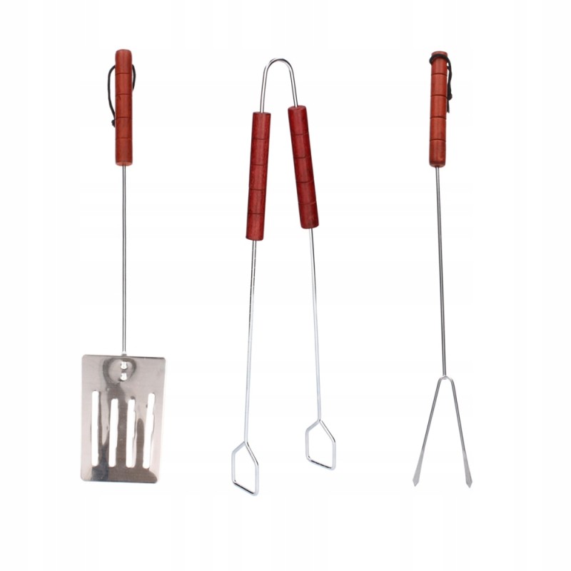 Grilio žnyplių, mentelės ir šakutės rinkinys