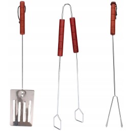 Grilio žnyplių, mentelės ir šakutės rinkinys