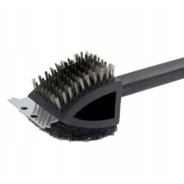 Vielinis šepetys su ilga rankena grotelių grotelių valymui, 3-in-1 grandiklis