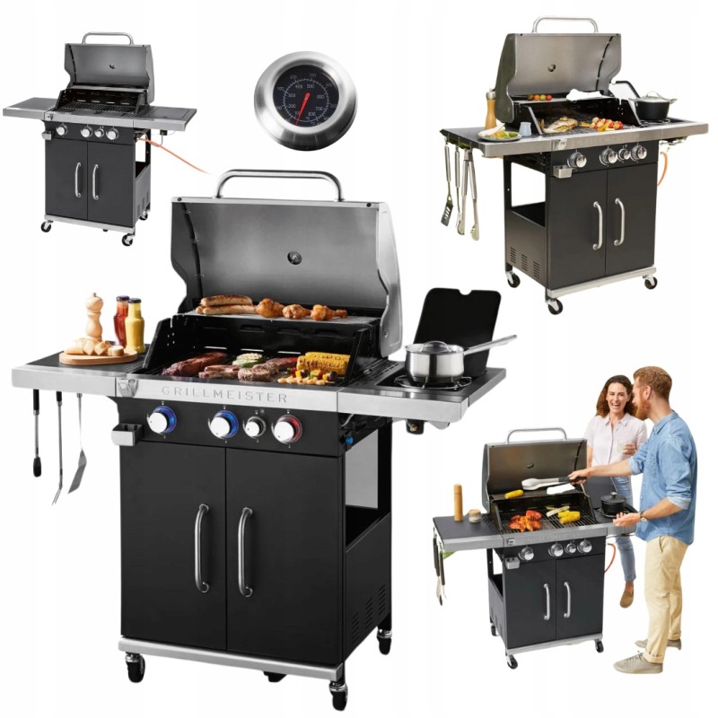 Grillmeister dujinis grilis, 3+1 degiklis, 14,4 kw
