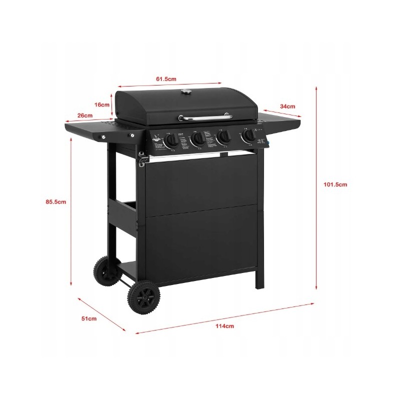 El Fuego San Jose dujinis grilis, 4 degikliai, ketaus grotelės, reduktorius