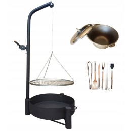 Sodo grilio kranas - nerūdijančio plieno grotelės ir vengriškas virdulys 10 litrų