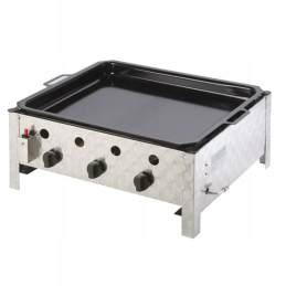 Dujinė keptuvė, dujinis grilis su 3 degiklių keptuve, dubuo, 10 kW